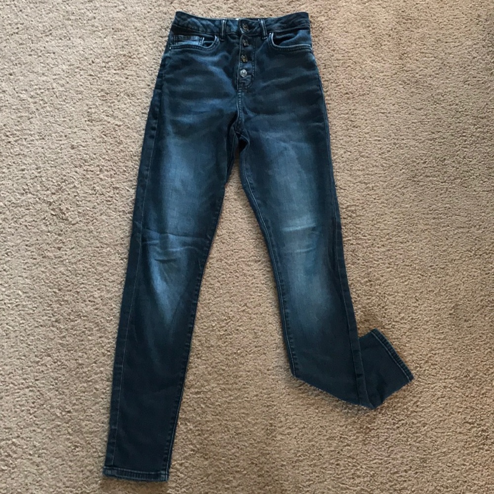 High waist button fly jeans